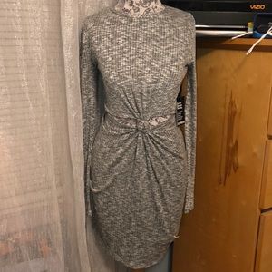 Express knot cut out long sleeve dress